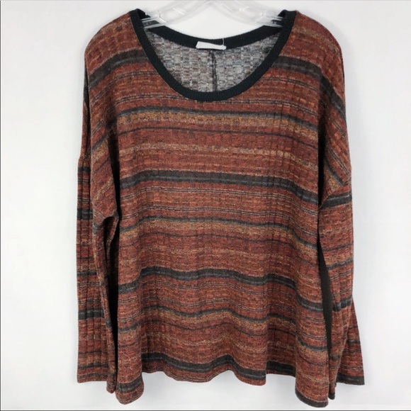 Anthropologie Tops - Lush Long Sleeve Ribbed Striped Sweater Top